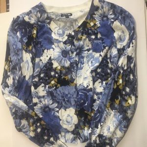 [Apt 9] cardigan blue flowers cute large mustard